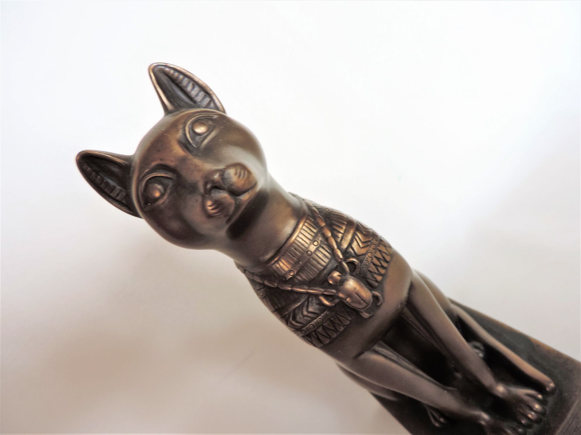 Bronzed Egyptian Cat Statue - Image 5 of 6