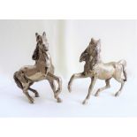 Pair Italian Silverplate Horse Sculptures