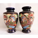 Vintage Pair of Japanese Satsuma warrior vases