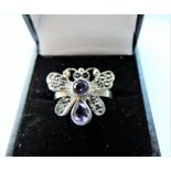 Sterling Silver Amethyst Butterfly Ring