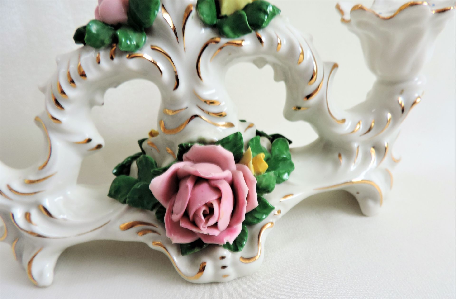 Dresden Porcelain Candelabra 3 Branch Table Centrepiece - Image 4 of 5