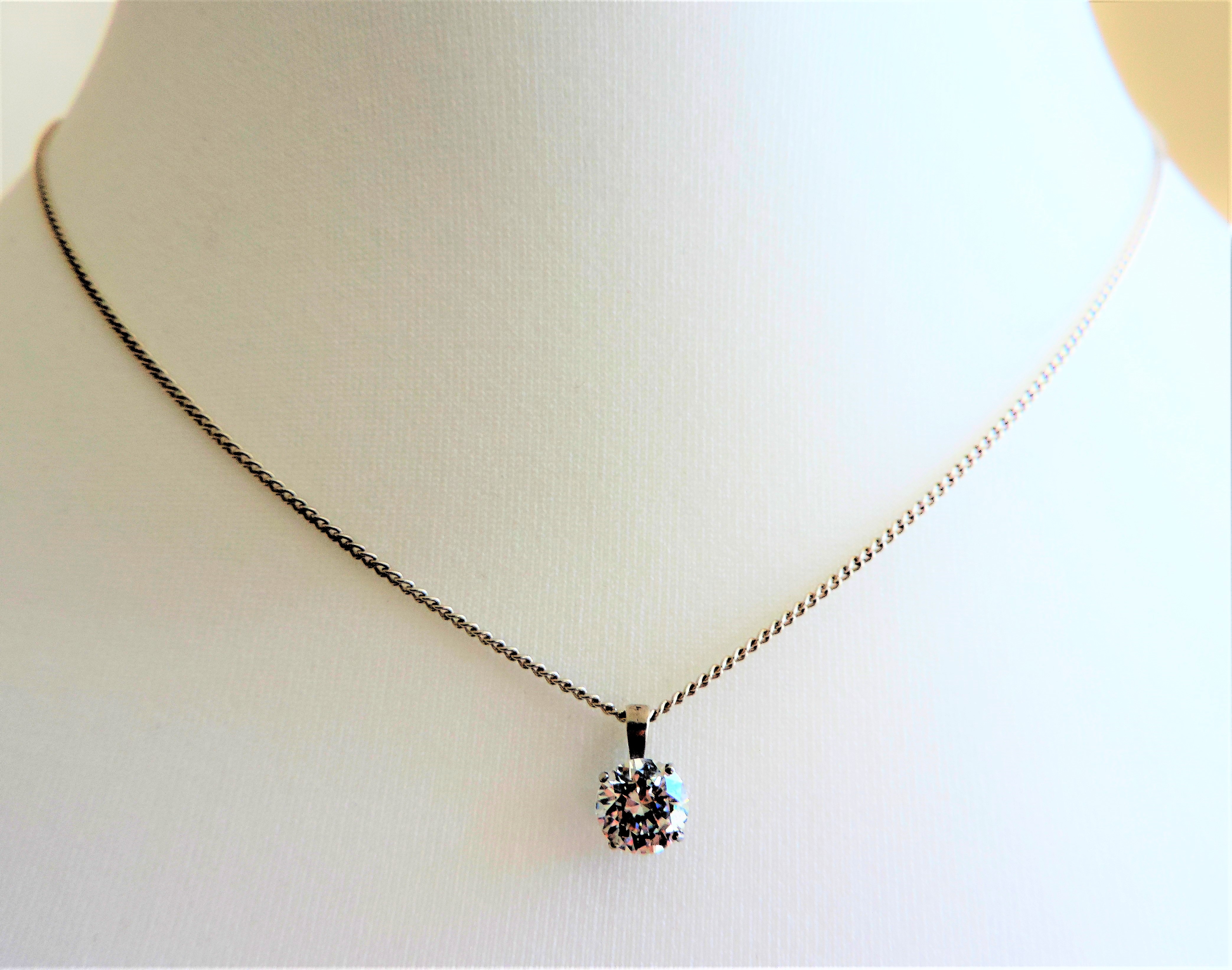Sterling Silver Cubic Zirconia Solitaire Pendant Necklace - Image 2 of 4