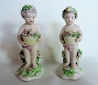 Pair of Antique Derby Porcelain Putti Cherubs