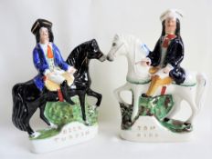 Pair Antique Staffordshire Dick Turpin and Tom King Flatbacks