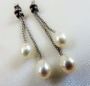 Sterling Silver and Cultured Pearl Earrings