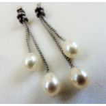 Sterling Silver and Cultured Pearl Earrings