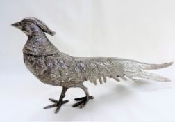 Silver Plated Sculpture of a Pheasant 11 inches Wide