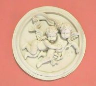 Vintage Alabaster Cherub Wall Plaque Signed by artist