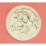 Vintage Alabaster Cherub Wall Plaque Signed by artist