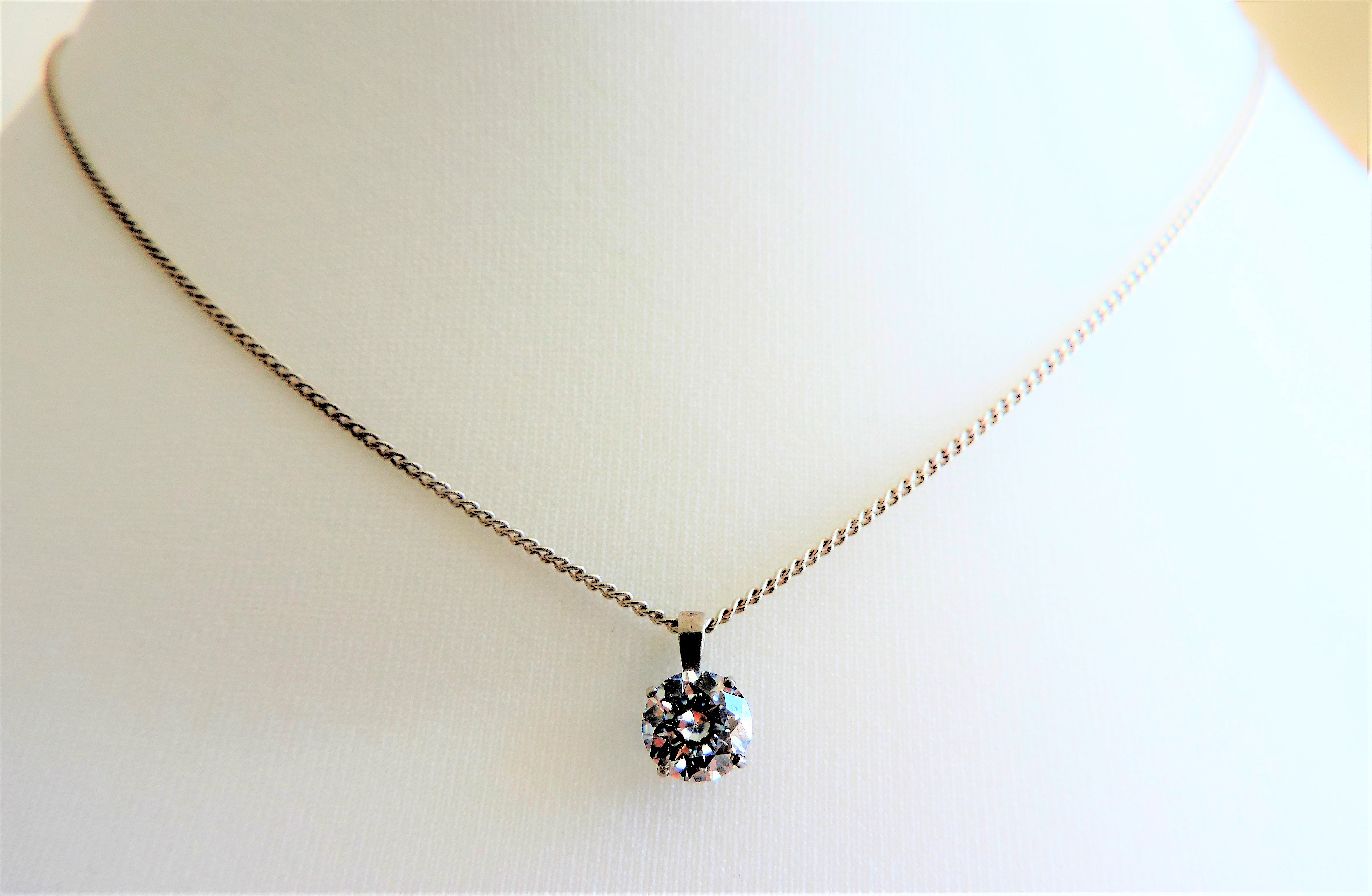 Sterling Silver Cubic Zirconia Solitaire Pendant Necklace