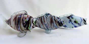 Set 3 Vintage Murano Glass End of Day Fish