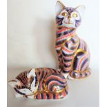 Royal Crown Derby Cat & Sleeping Kitten Paperweights Gold Stoppers