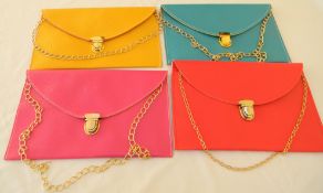 4 x Chain bag shoulder evening clutch bag (Yellow/Terquise/Red/Pink)