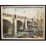 Vintage Art Framed Oil On Board River Scene Possibly Thames Signed Lower Right CWL