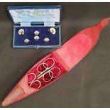 Antiques Costume Jewellery Boxed Shirt Studs and Scissor Case