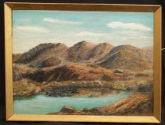 Antique Framed Art Oil on Board Painting Landscape Signed Lower Right 1930