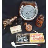 Vintage Parcel of Items Includes Horse Shoe Barometer