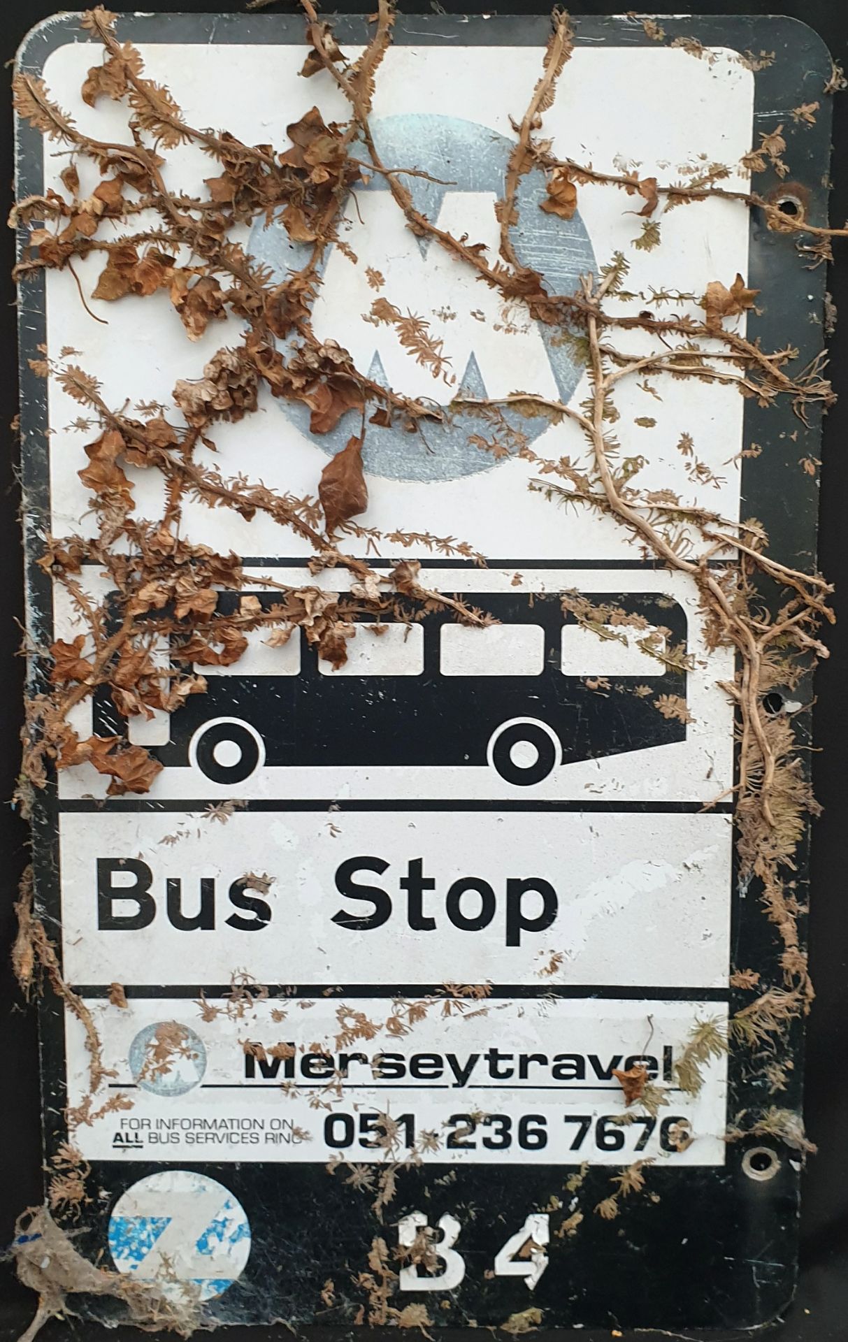 Vintage Retro Metal Mersey Travel Bus Stop Sign - Image 2 of 2