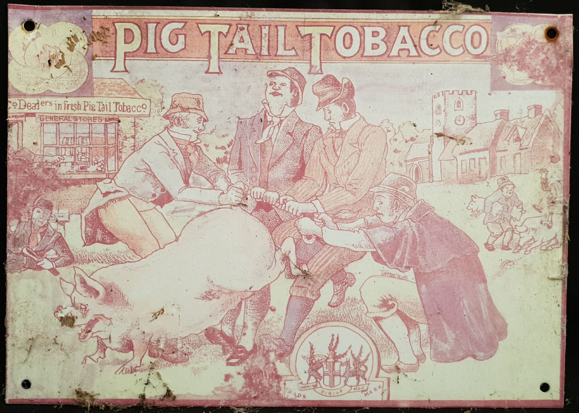 Vintage Retro Pig Tail Tobacco Metal Advertising Shop Sign