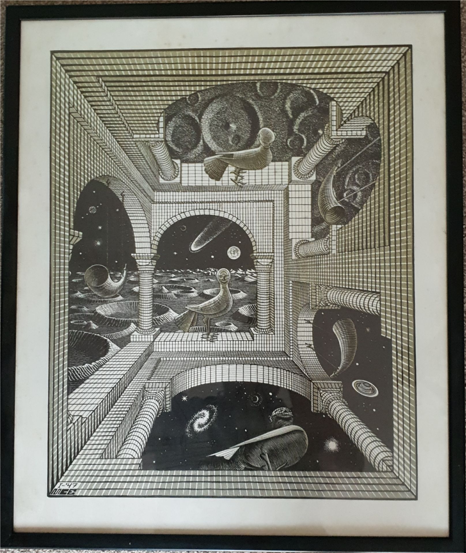 Vintage Print 1960's M C Escher Another World Framed