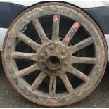 Antique Cart Wheel Wood With Iron Rim