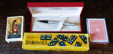 Vintage Sheaffer Fountain Pen Boxed Plus Playing Cards & Dominoes