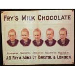 Vintage Retro Metal Fry's Chocolate Shop Advertising Sign