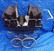 Vintage Silver Cross Twin Dolls Pram & Tri-ang Dolls Cot c1970's