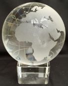 Vintage Glass Desk Globe & Blue Paperweight