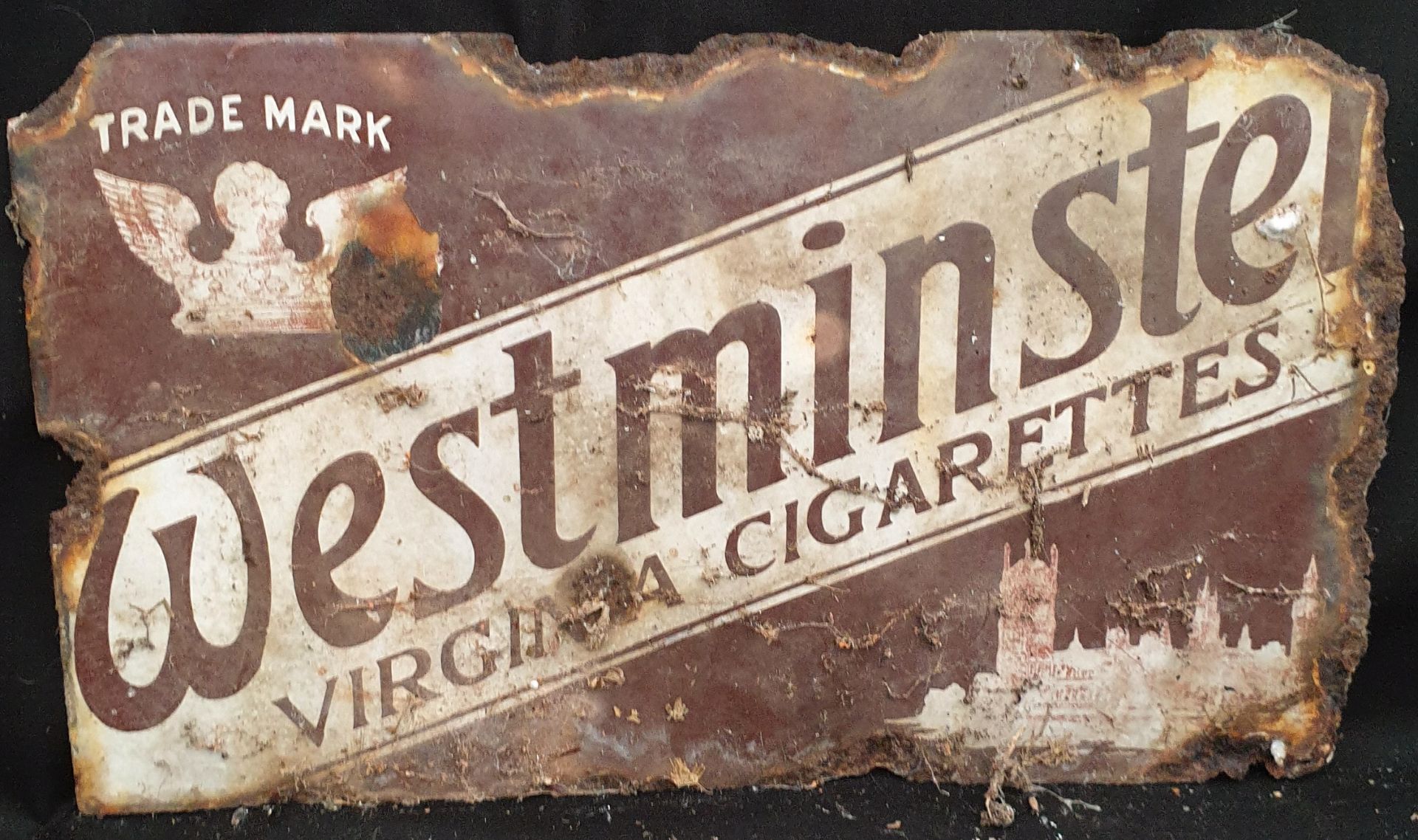 Vintage Enamelled Metal Westminster Cigarette Shop Wall Advertising Sign - Image 2 of 2