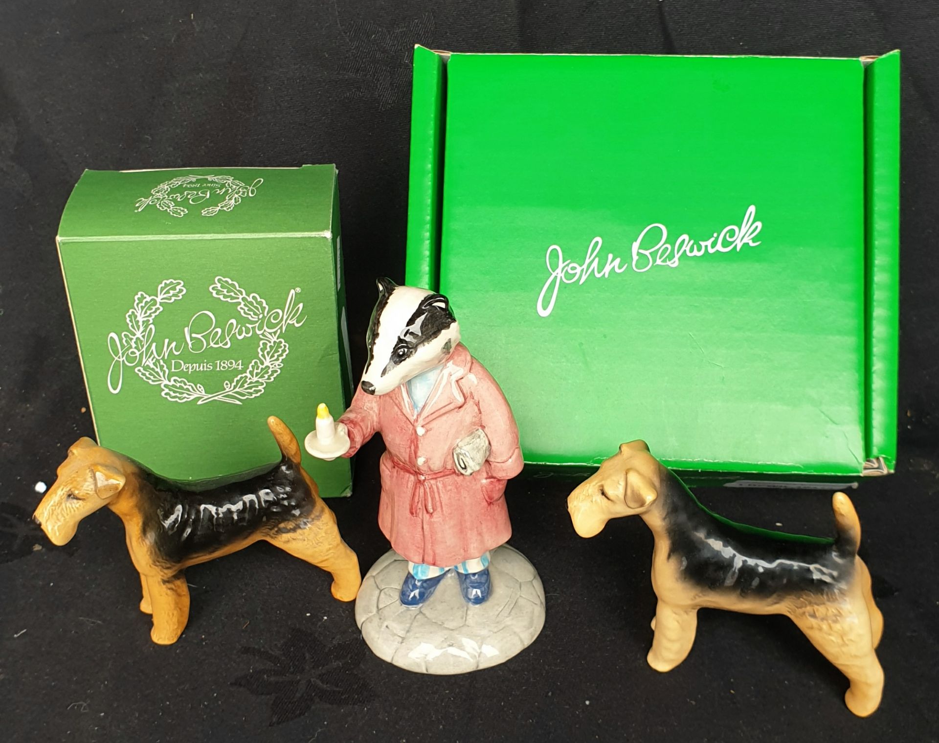 Vintage Beswick Figures Badger & Dogs