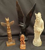 Vintage Group of 4 Sculptures Figures Includes Oriental Eagle etc.