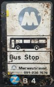 Vintage Retro Metal Mersey Travel Bus Stop Sign