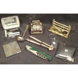 Vintage Assorted Metal ware Items Includes Letter Rack Pencil Sharpener & Nut Crackers