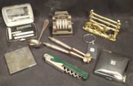 Vintage Assorted Metal ware Items Includes Letter Rack Pencil Sharpener & Nut Crackers