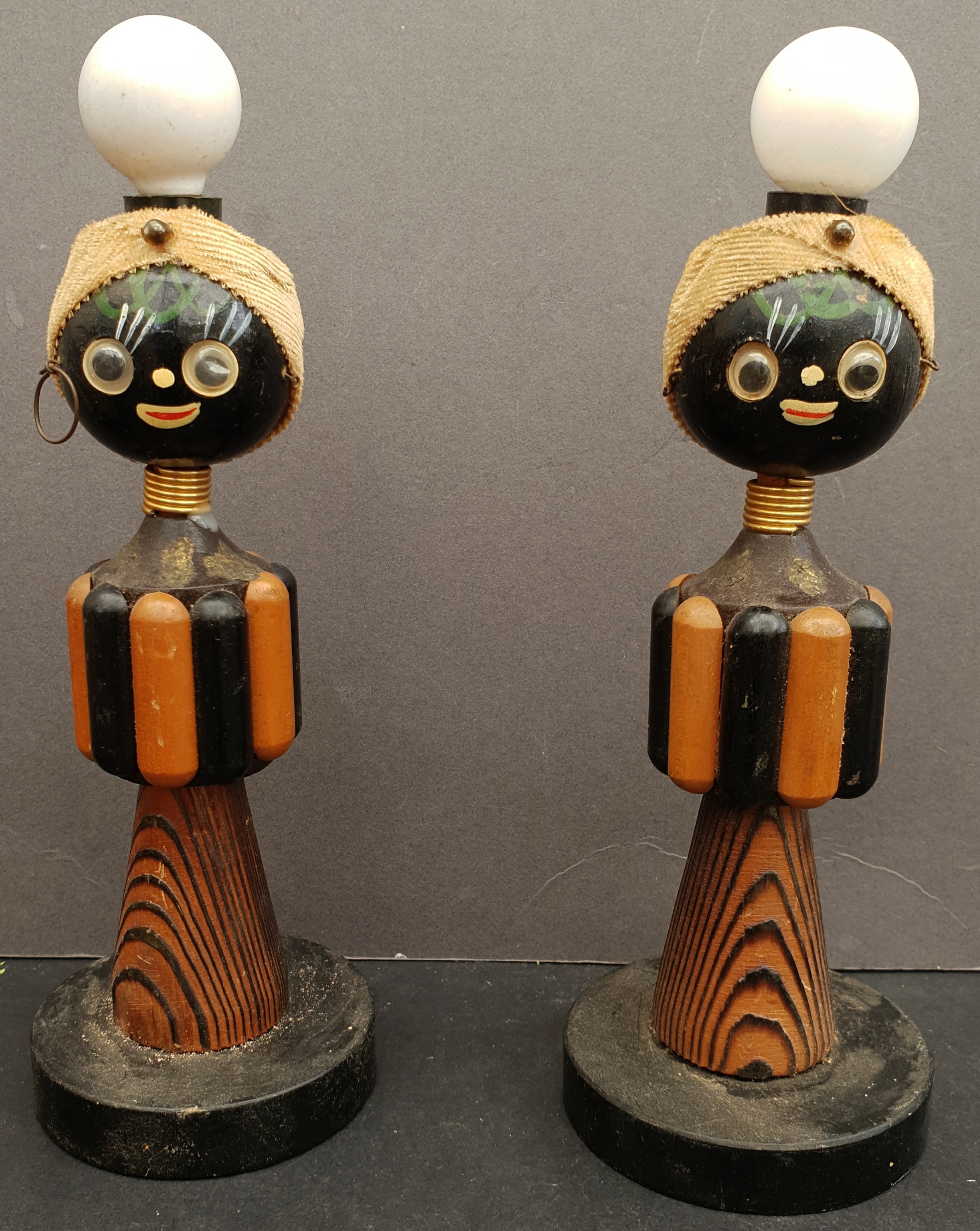 Antique Vintage Table Lights Ethnic Caricatures - Image 2 of 2