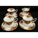 Vintage Royal Albert Old Country Rose 4 Coffee Cans & Saucers