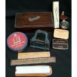 Antique Vintage Assorted Tins Boxes & Rulers
