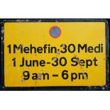 Vintage Welsh Road Sign No Parking 1st June to 30th September