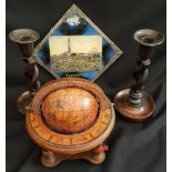 Vintage Barley Twist Candle Sticks Globe & Picture Frame