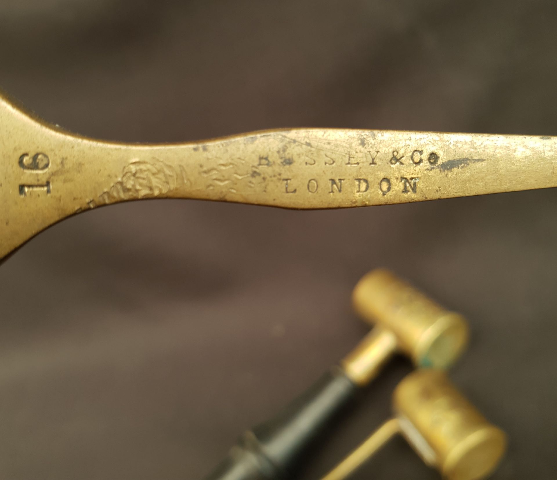 Antique Shooting 2 x Dixon & Co Black Powder Measures & Bussey Brass Measure - Image 4 of 4