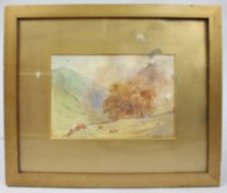 Victorian Cattle Grazing Landscape Watercolour S.Austin