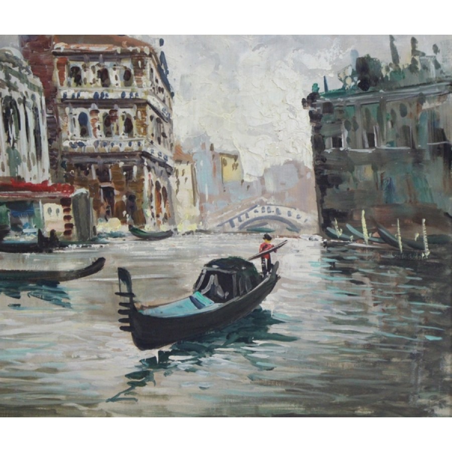 Antonio DeVity (Italian, 1901-1993) Venice Canal Oil on Canvas - Image 4 of 8