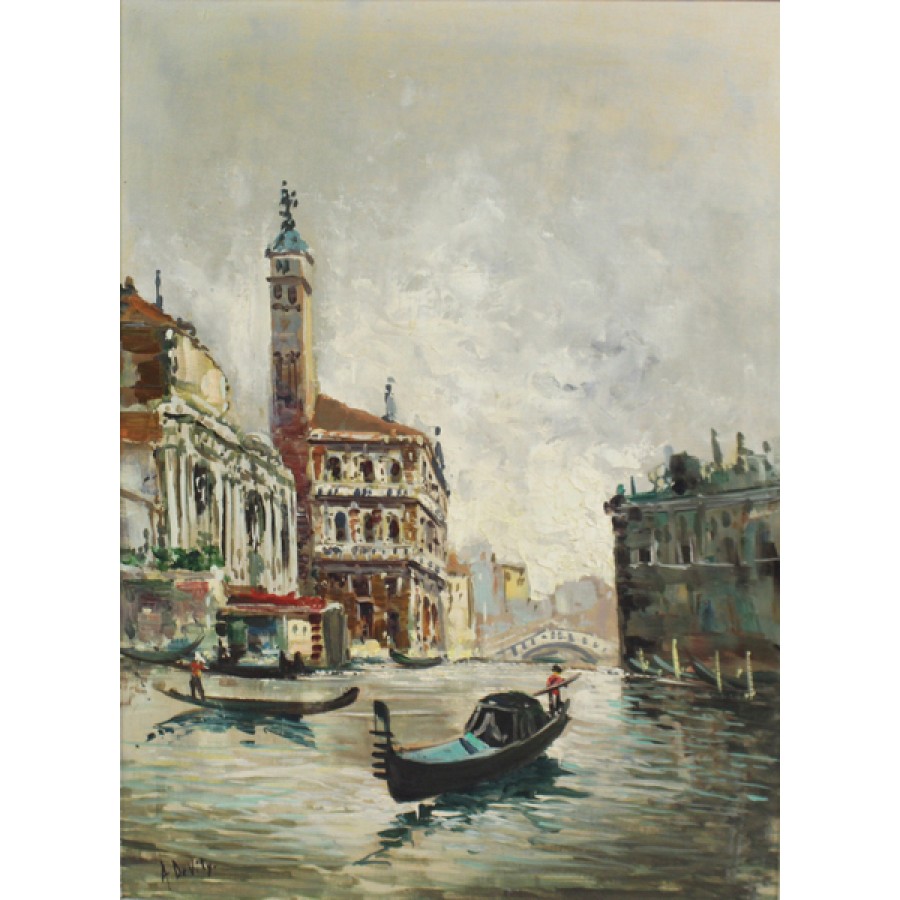 Antonio DeVity (Italian, 1901-1993) Venice Canal Oil on Canvas - Image 2 of 8