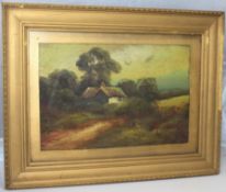 Victorian Landscape Set in Gilt Frame Oil on Board