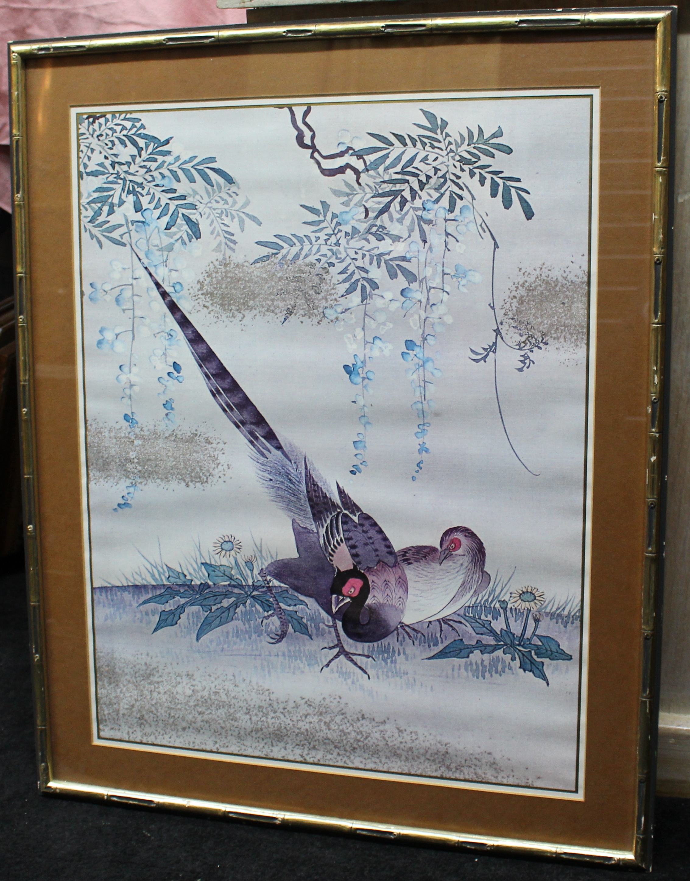 Print of Oriental Style Game Birds Set in Frame