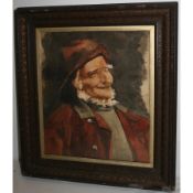 Antique Victorian Framed Watercolour of an Old Fisherman