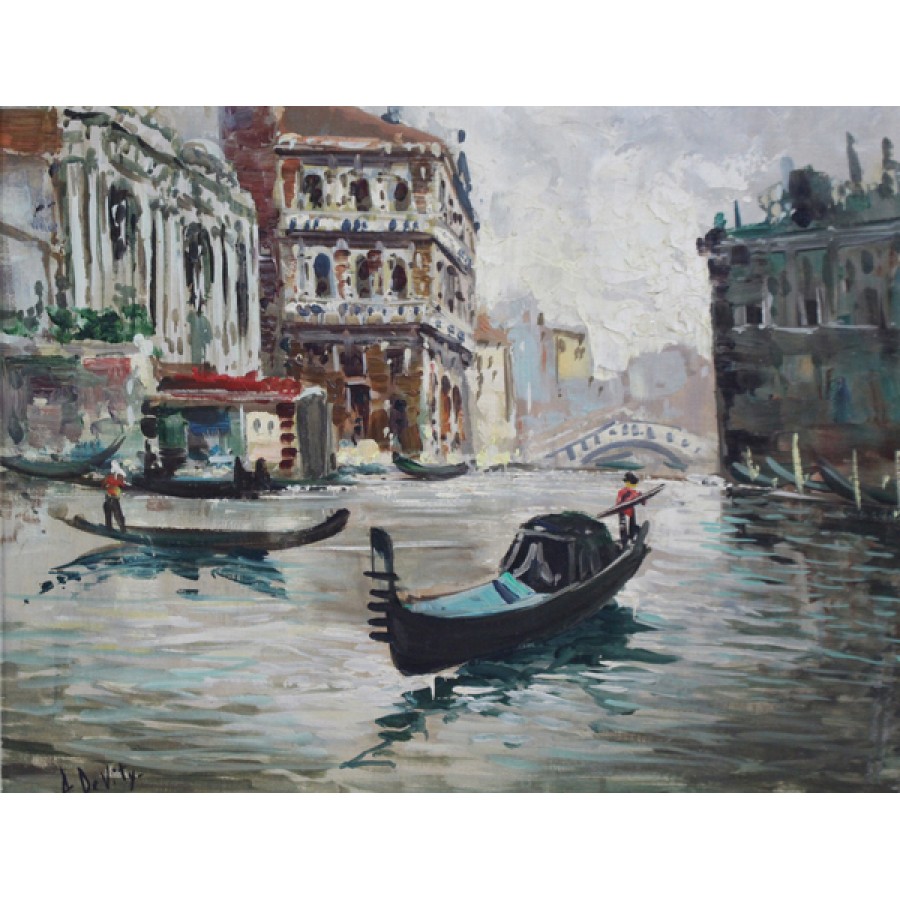 Antonio DeVity (Italian, 1901-1993) Venice Canal Oil on Canvas - Image 3 of 8