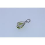 9k White Gold Pear Cut Peridot Set Pendant