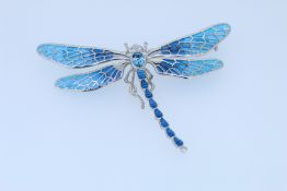 Nicole Barr Sterling Silver Blue Dragonfly Brooch